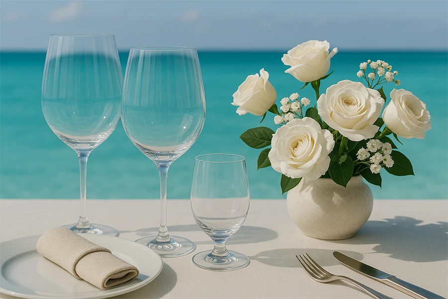 Italian design table setting in the Bahamas